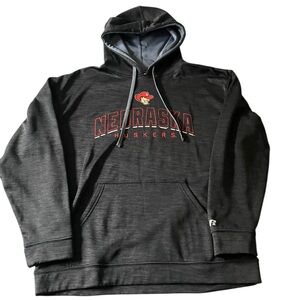 Nebraska Cornhuskers Russell Athletic Hoodie Men's Size L Gray Red Pullover